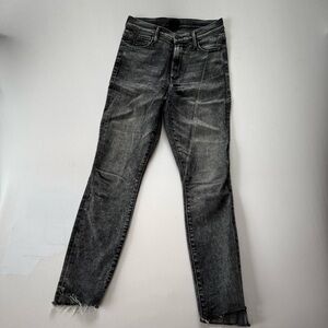 Mother Size 26 Grey Distressed Jeans - The Stunner Zip Ankle Length with Fray